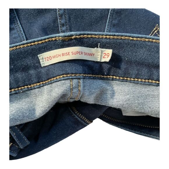 Levi Strauss 720 High Rise Super Skinny Crop Jeans Women's Size 29 Dark Blue - Picture 7 of 14
